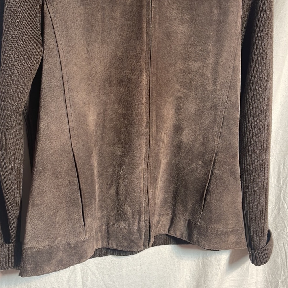 Pendleton Jacket Suede Ribbed Sleeves Medium Brow… - image 3